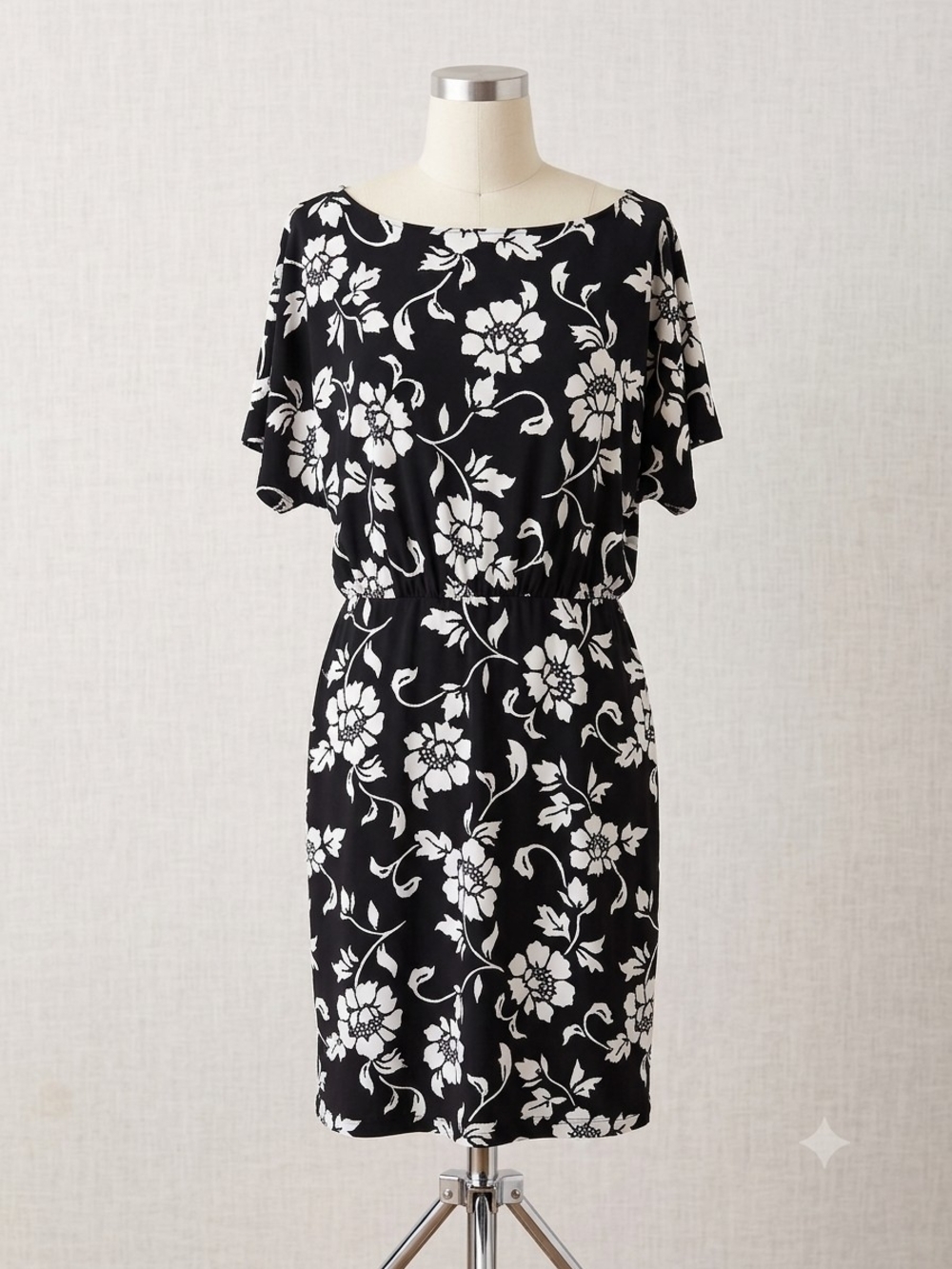 Ann Taylor Factory Black and White Floral Midi Dress